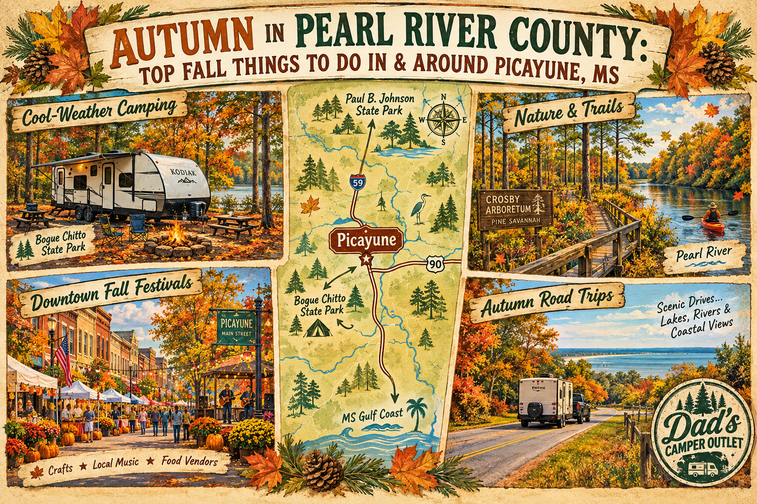 🍂 Autumn in Pearl River County: Top Fall Things to Do in & Around Picayune, MS — Dad's Camper Outlet Blog