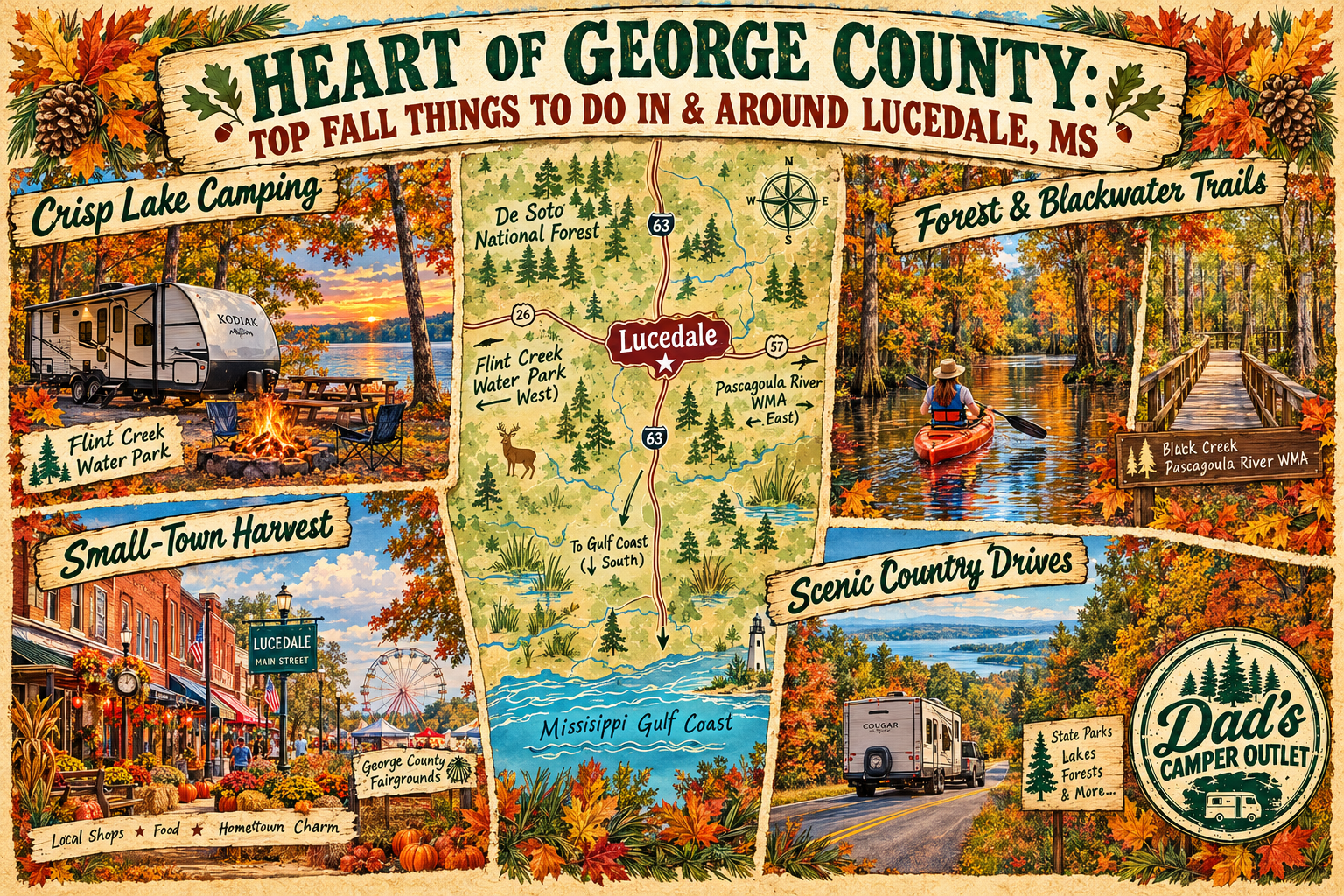 🌲 Heart of George County: Top Fall Things to Do in & Around Lucedale, MS — Dad's Camper Outlet Blog