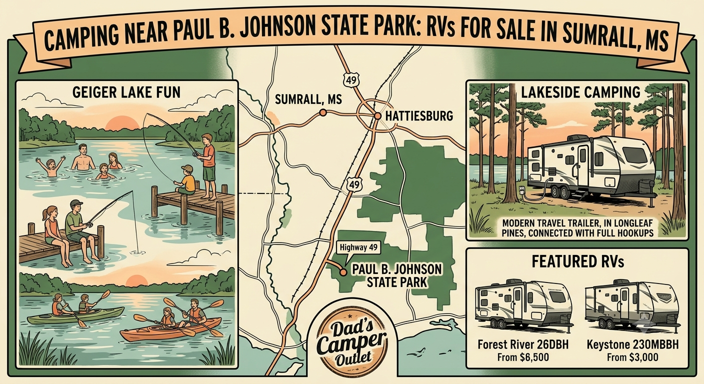 Camping Near Paul B. Johnson State Park: RVs for Sale in Sumrall, MS — Dad's Camper Outlet Blog
