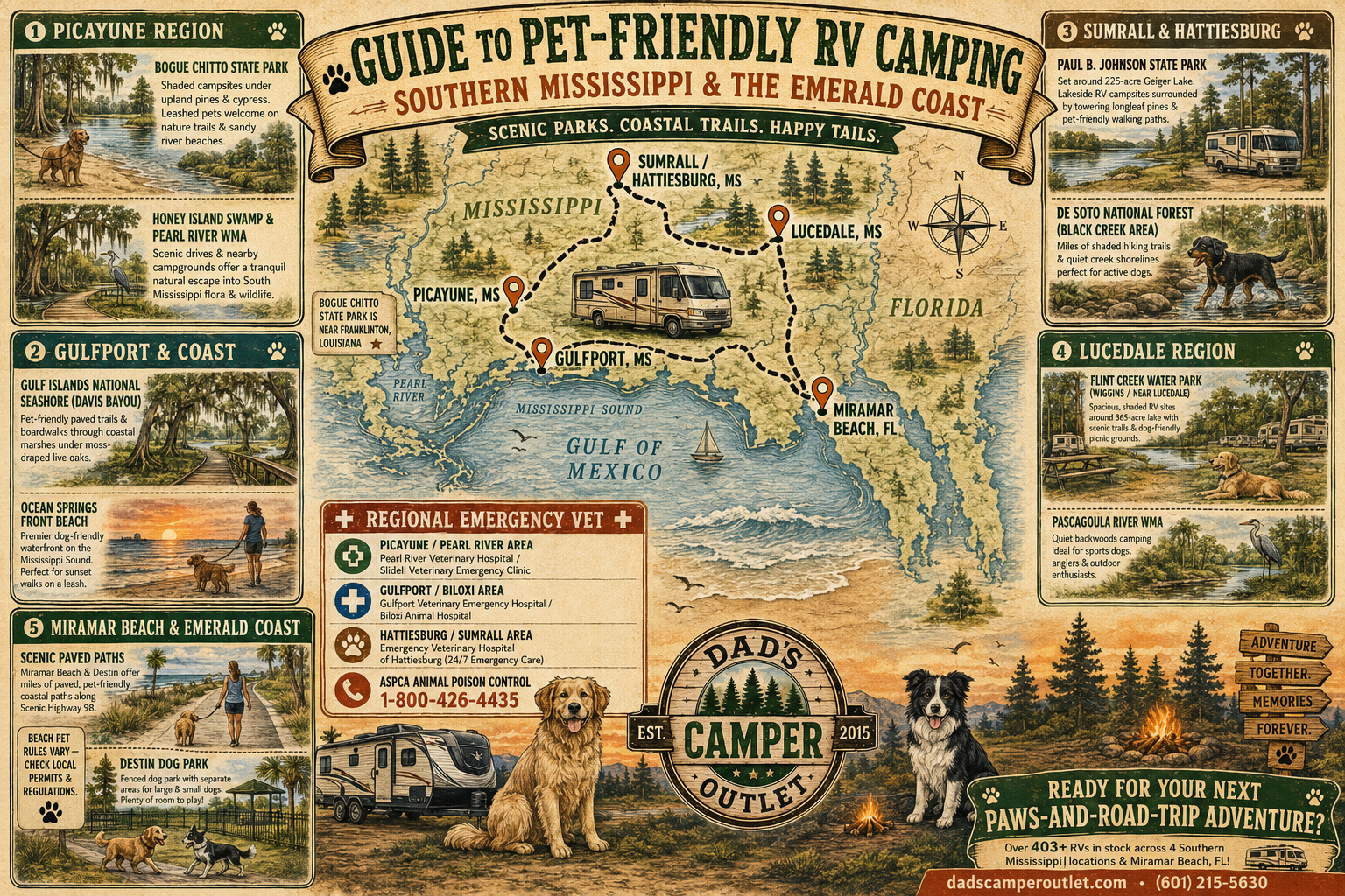  Guide to Pet-Friendly RV Camping in Southern Mississippi & the Emerald Coast — Dad's Camper Outlet Blog