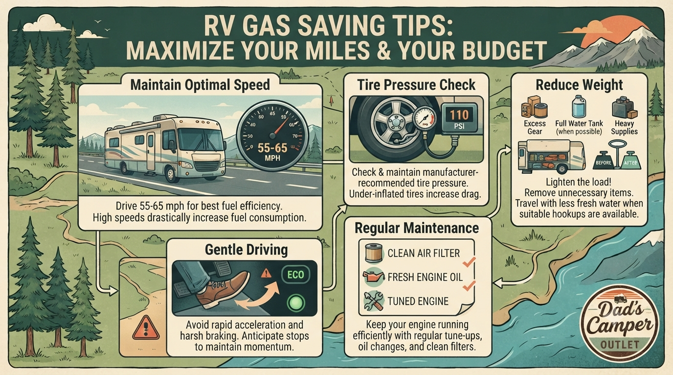 Here are a few tips to save gas while enjoying your RV! — Dad's Camper Outlet Blog