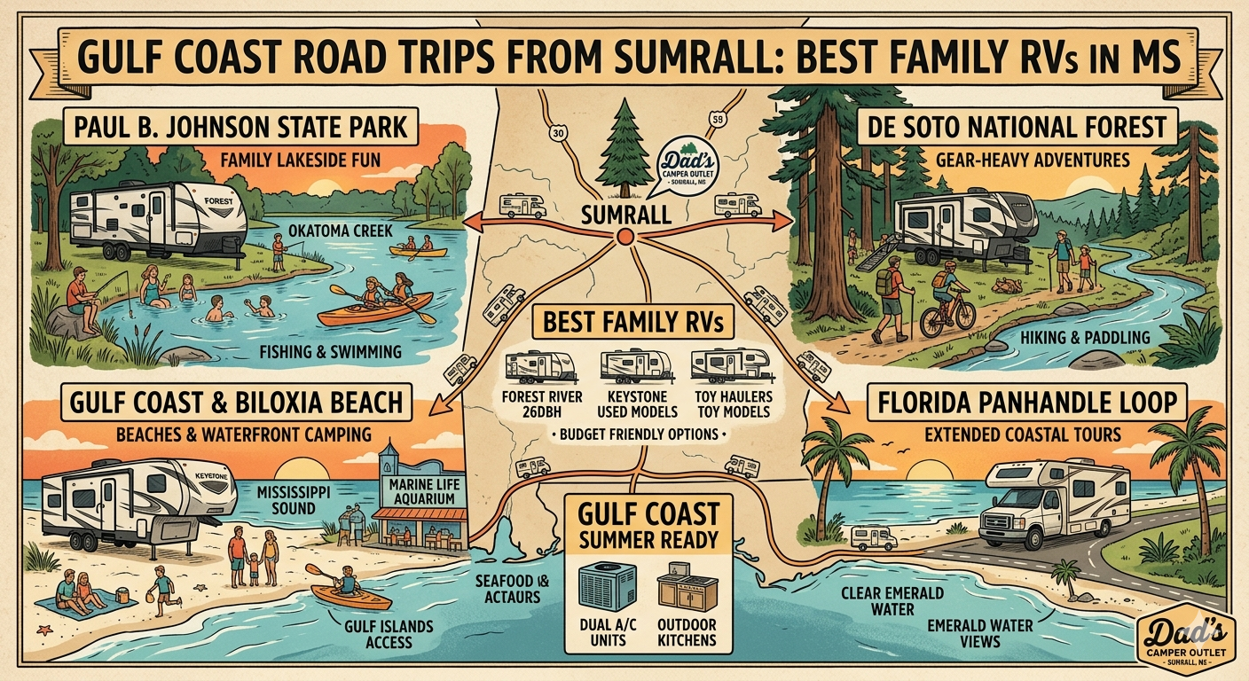 Gulf Coast Road Trips from Sumrall: Best Family RVs in MS — Dad's Camper Outlet Blog