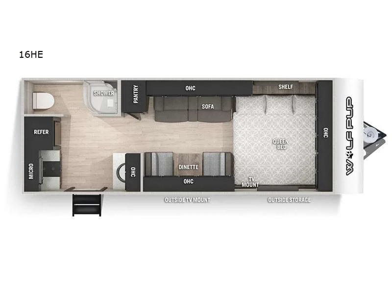 Used 2021 Forest River RV Cherokee Wolf Pup 16HE floorplan layout