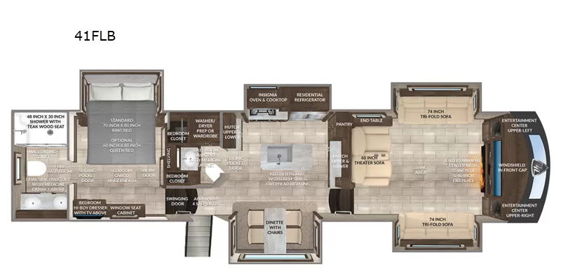 Used 2021 VanLeigh RV Beacon 41FLB floorplan layout