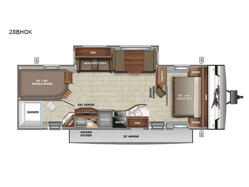Used 2022 Jayco Jay Flight 28BHOK floorplan layout