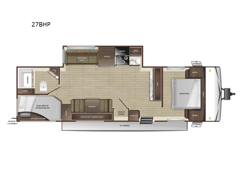 New 2025 Highland Ridge RV Open Range Conventional 27BHP floorplan layout