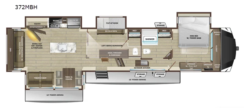 New 2025 Highland Ridge RV Open Range 3X 372MBH floorplan layout