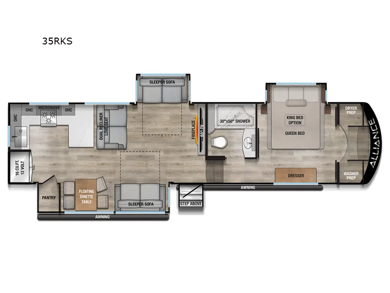 New 2026 Alliance RV Avenue 35RKS floorplan layout
