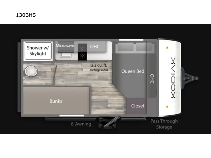 New 2026 Dutchmen RV Kodiak 130BHS floorplan layout