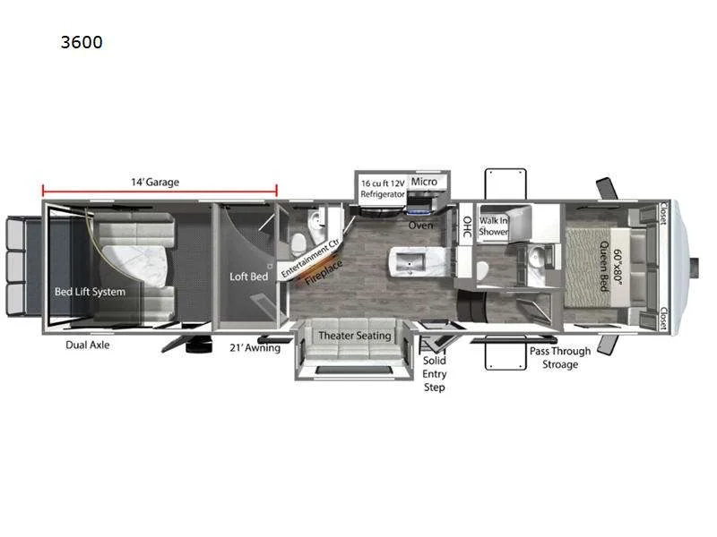 New 2026 Dutchmen RV Voltage V-Series 3600 floorplan layout