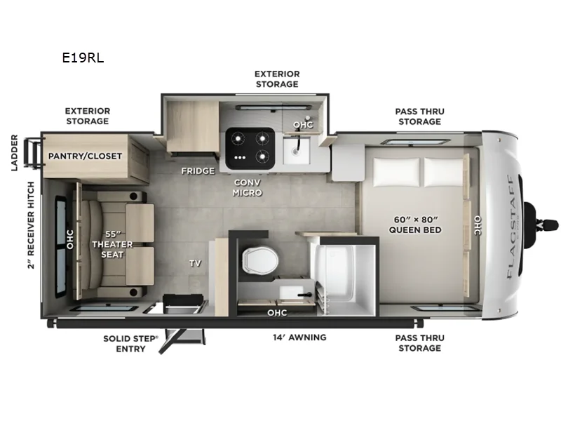 New 2026 Forest River RV Flagstaff E-Pro E19RL floorplan layout