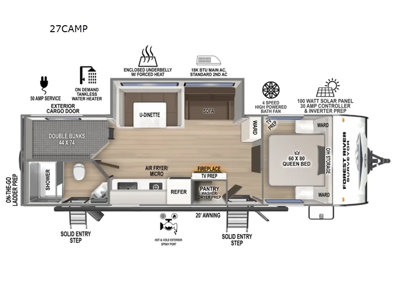 New 2026 Forest River RV Surveyor Camp Series 27CAMP floorplan layout