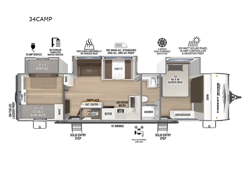 New 2026 Forest River RV Surveyor Camp Series 34CAMP floorplan layout