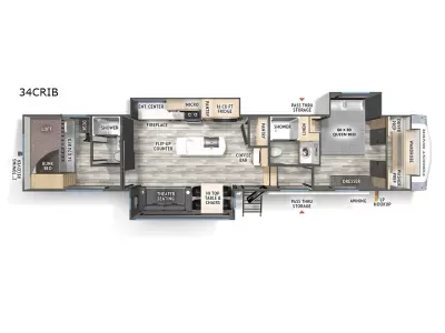 New 2026 Forest River RV Wildcat 34CRIB floorplan layout