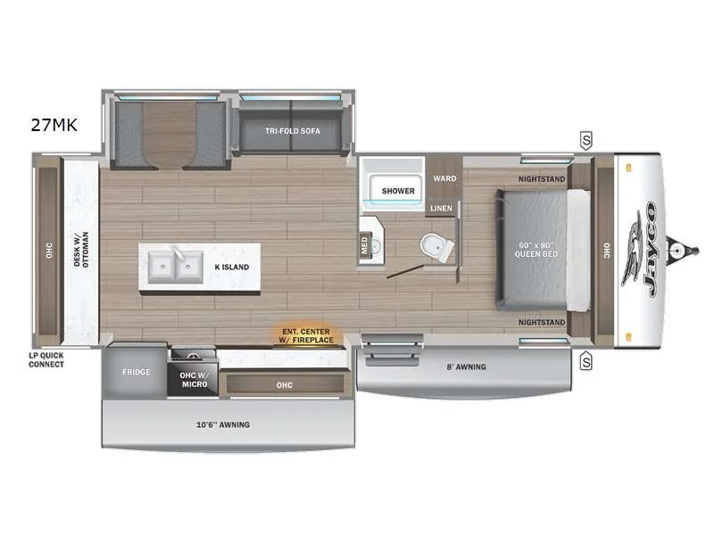 New 2026 Jayco Jay Feather 27MK floorplan layout