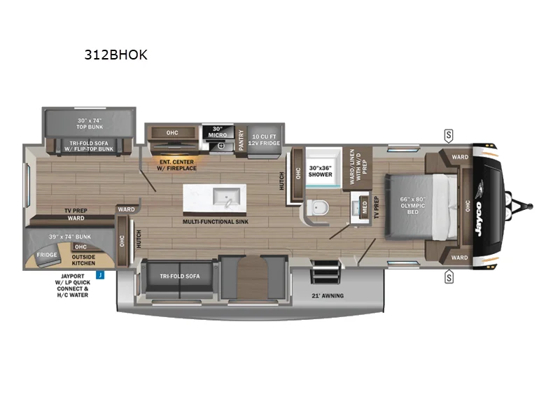New 2026 Jayco Eagle HT 312BHOK floorplan layout