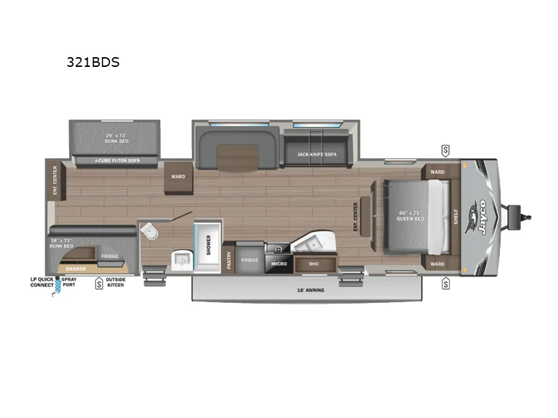 New 2026 Jayco Jay Flight SLX 321BDS floorplan layout