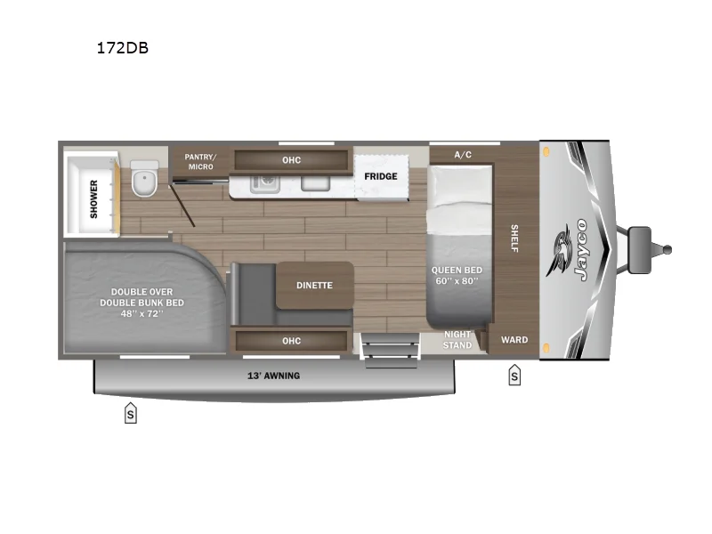 New 2026 Jayco Jay Flight SLX 172DB floorplan layout