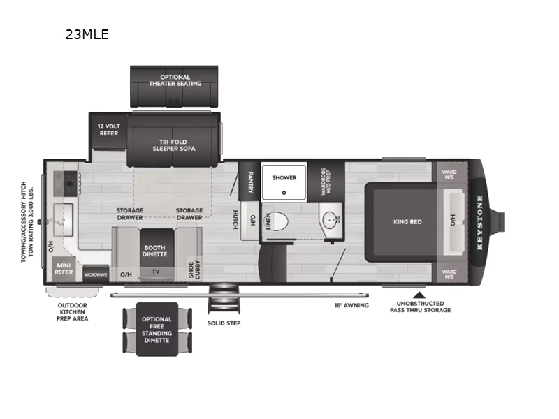 New 2026 Keystone RV Cougar Half-Ton 23MLE floorplan layout