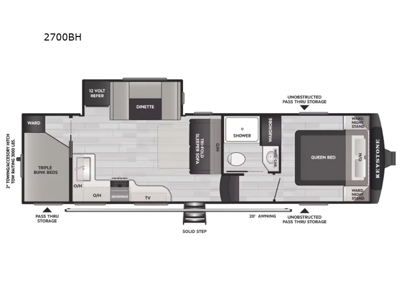 New 2026 Keystone RV Cougar Sport 2700BH floorplan layout
