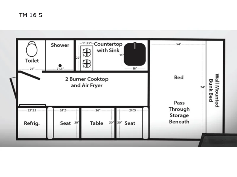 New 2026 TrailManor TM 16 S floorplan layout