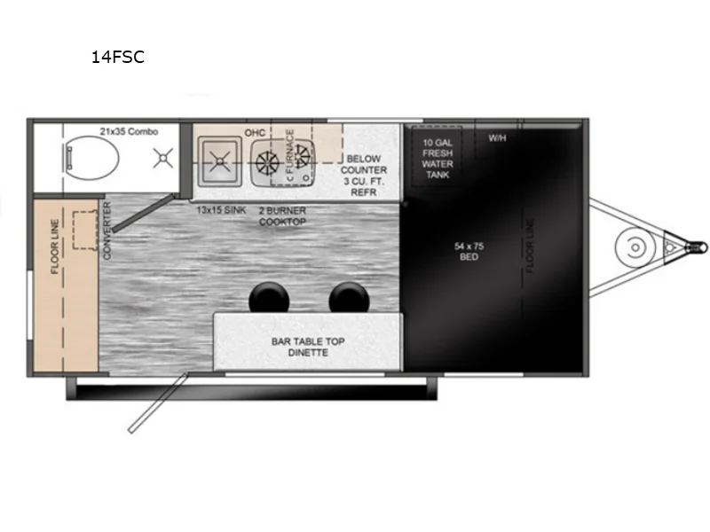 New 2026 Travel Lite Rove Lite Classic 14FSC floorplan layout