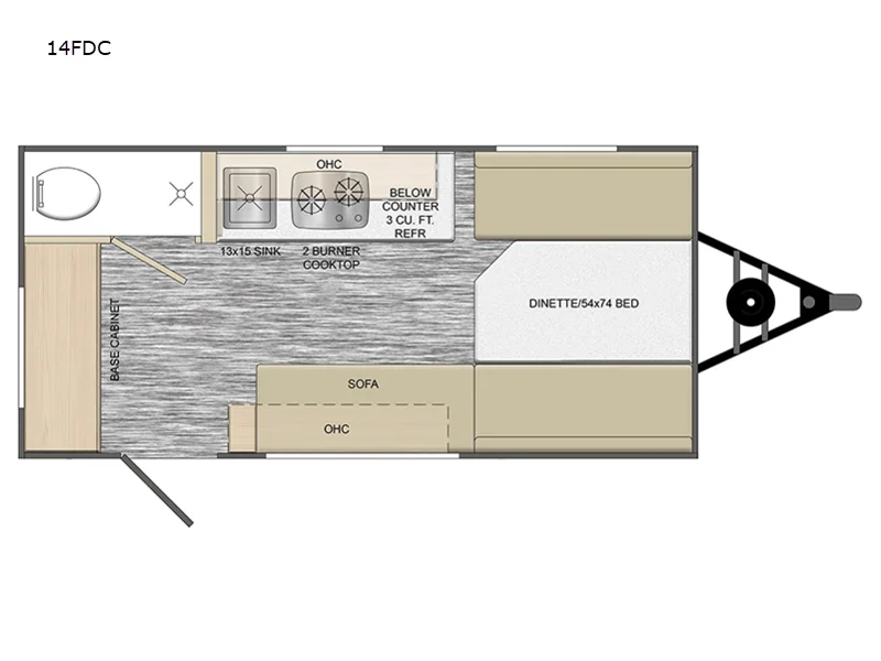 New 2026 Travel Lite Rove Lite Classic 14FDC floorplan layout